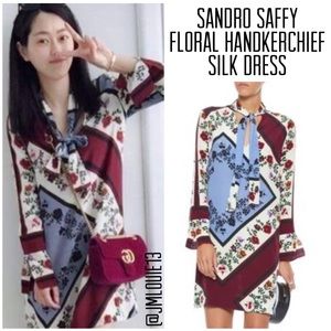 🎀SOLD🎀Sandro Saffy Floral Square Handkerchief Silk Dress